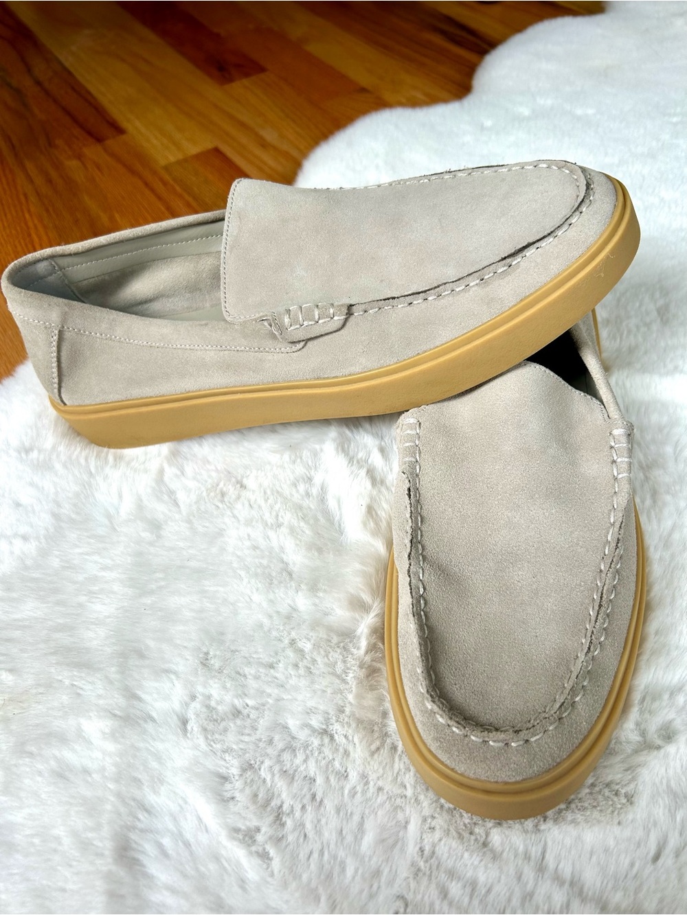 Nordstrom Ortholite Noezra-Lea Beige Suede Slip-On Loafers Gum Sole 13